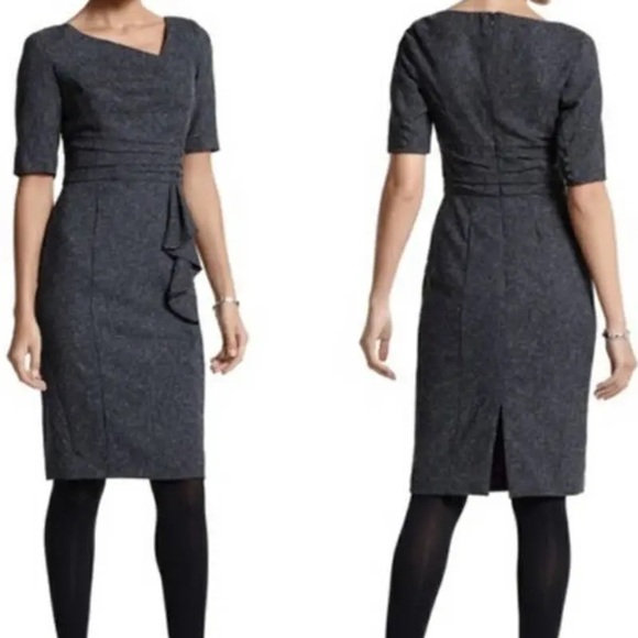 WHBM Asymmetrical Gray Tweed Sheath Dress NWT Size 12 - Picture 1 of 13